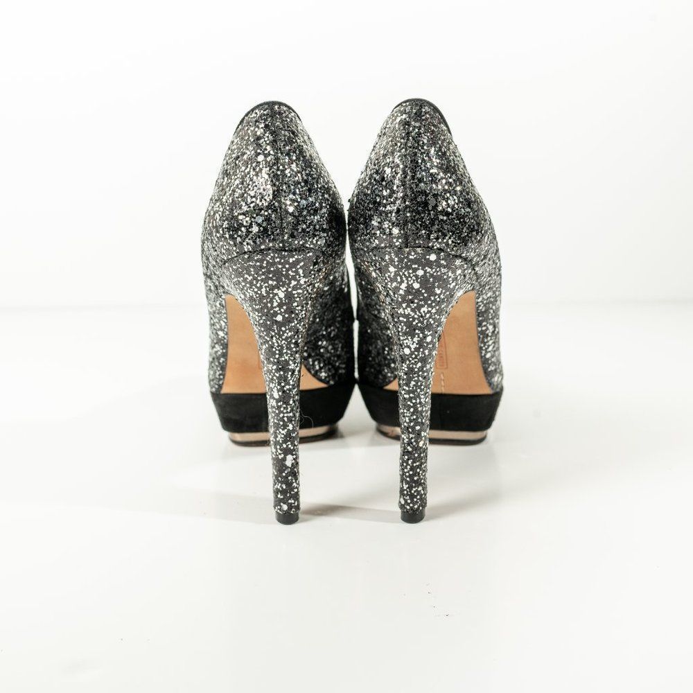 Vince Camuto Silver Glitter Accents Platform Heels Size 8B/38 - Picture 4 of 9
